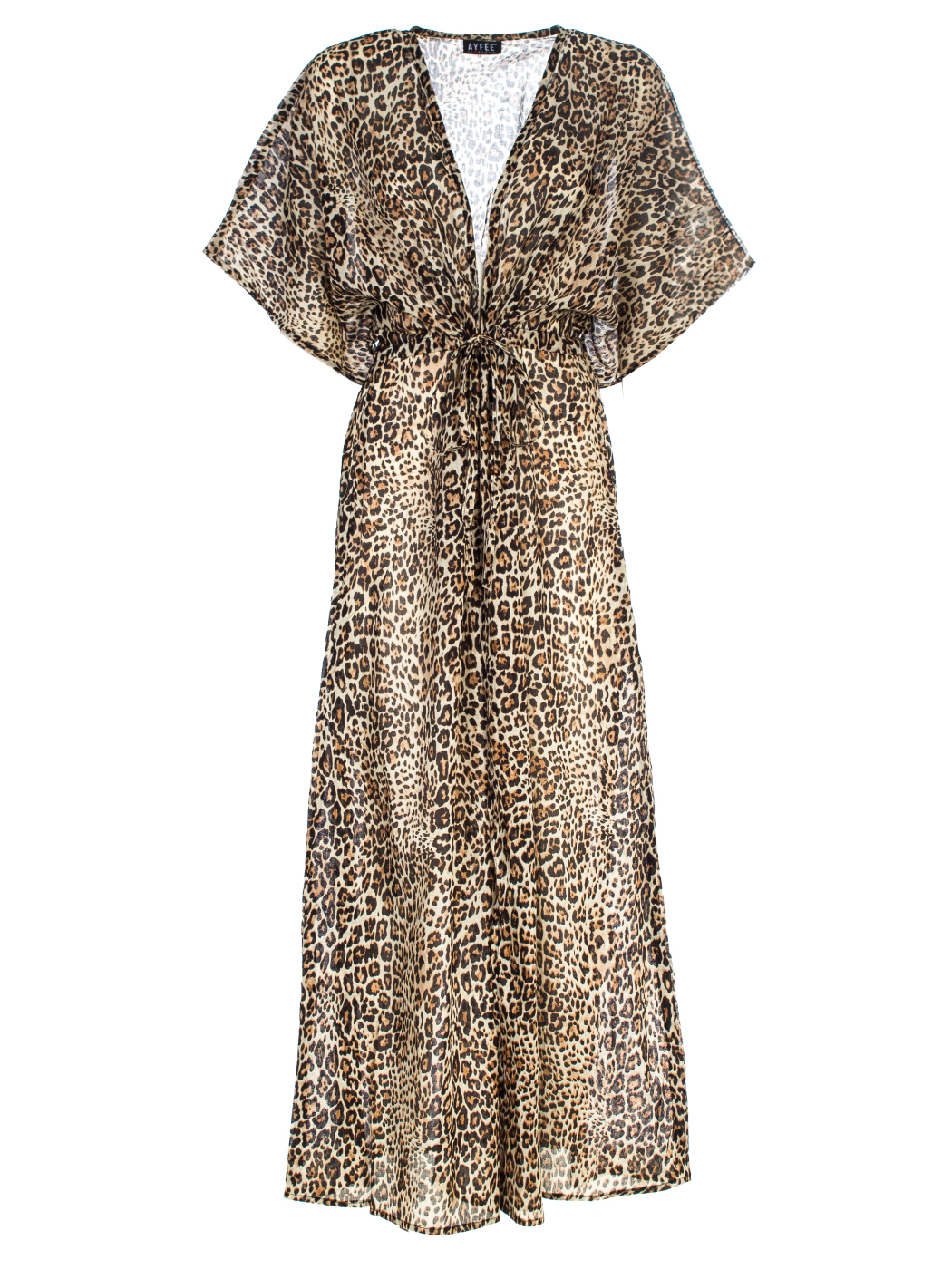 LONG OPEN KAFTAN ANIMALIER AND ROSES, 2 TG